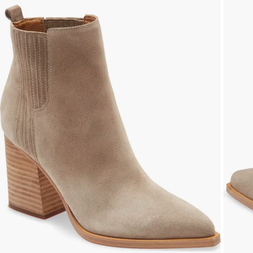 Marc Fisher LTD Oshay Ppinted Toe Bootie in Cloud Suede